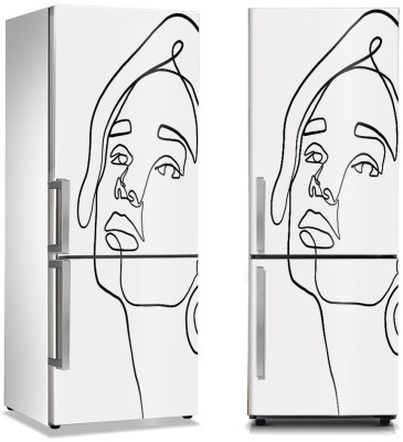 Μοιραίο γραμμικό πρόσωπο κοπέλας, Line Art, Αυτοκόλλητα ψυγείου, 50 x 85 εκ. (44680)