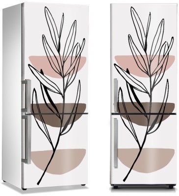 Γραμμικό περίγραμμα φύλλου ελιάς, Line Art, Αυτοκόλλητα ψυγείου, 50 x 85 εκ. (44682)