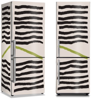Πράσινη & μαύρες οριζόντιες γραμμές, Line Art, Αυτοκόλλητα ψυγείου, 50 x 85 εκ. (44672)