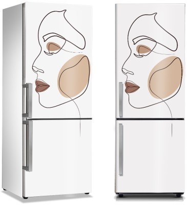 Προφίλ κοπέλας με καφέ πινελιές, Line Art, Αυτοκόλλητα ψυγείου, 50 x 85 εκ. (44684)