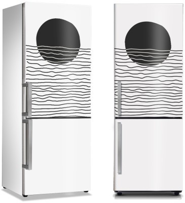 Houseart Γκρι κυματισμοί και κύκλος, Line Art, Αυτοκόλλητα ψυγείου, 50 x 85 εκ.