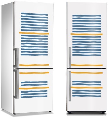 Μπλε & κίτρινες οριζόντιες γραμμές, Line Art, Αυτοκόλλητα ψυγείου, 50 x 85 εκ. (44688)