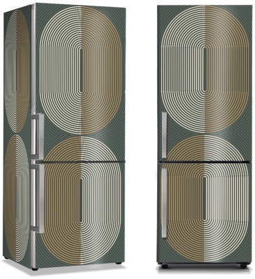 Γραμμικοί κύκλοι σε πράσινο φόντο, Line Art, Αυτοκόλλητα ψυγείου, 50 x 85 εκ. (44689)