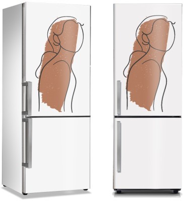 Περίγραμμα σώματος με καφέ πινελιά, Line Art, Αυτοκόλλητα ψυγείου, 50 x 85 εκ. (44691)