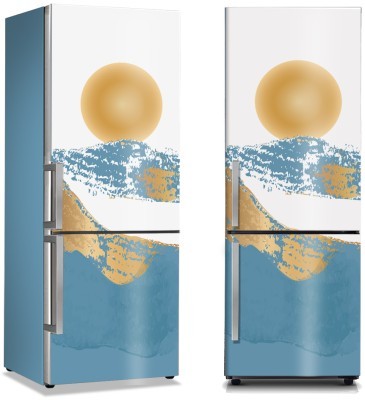 Μπλε & χρυσή σύνθεση, Line Art, Αυτοκόλλητα ψυγείου, 50 x 85 εκ. (44693)