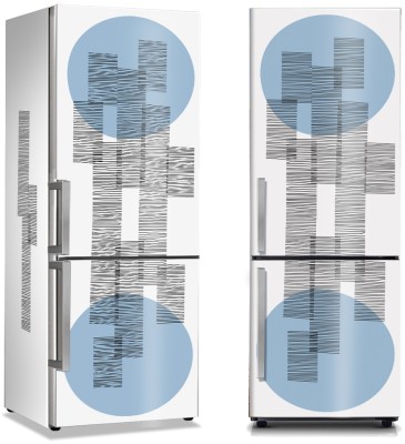 Μπλε κύκλοι και γραμμές, Line Art, Αυτοκόλλητα ψυγείου, 50 x 85 εκ. (44695)