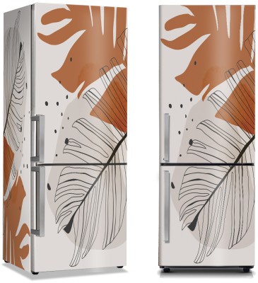 Houseart - ΣΗΜΑΝΤΙΚΟ: Σε περίπτωση διαφοράς τιμής από το κατάστημα ισχύει παντα και μόνο η τιμή του καταστήματος Γραμμικά και καφέ τροπικά φύλλα, Line Art, Αυτοκόλλητα