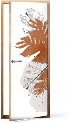 Φθινοπωρινά φύλλα Line Art Αυτοκόλλητα πόρτας 60 x 170 εκ. (44711)