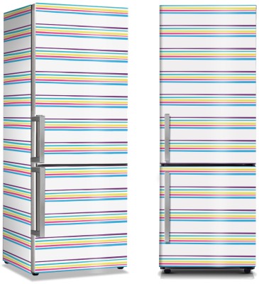 Άσπρο Φόντο Με Πολύχρωμες Γραμμές, Μοτίβα, Αυτοκόλλητα ψυγείου, 50 x 85 εκ. (45970)