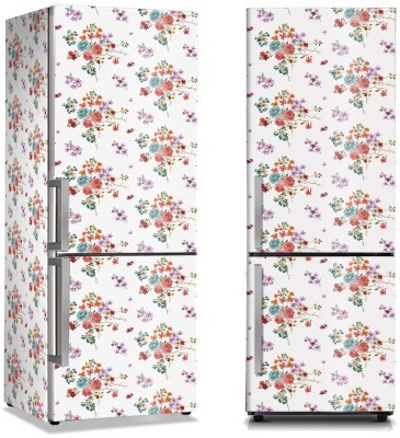 Άσπρο Φόντο Με Πολύχρωμα Λουλούδια, Μοτίβα, Αυτοκόλλητα ψυγείου, 50 x 85 εκ. (45985)