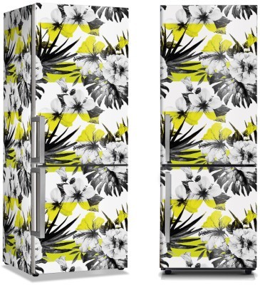 Ασπρόμαυρα – Κίτρινα Λουλούδια, Μοτίβα, Αυτοκόλλητα ψυγείου, 50 x 85 εκ. (45979)
