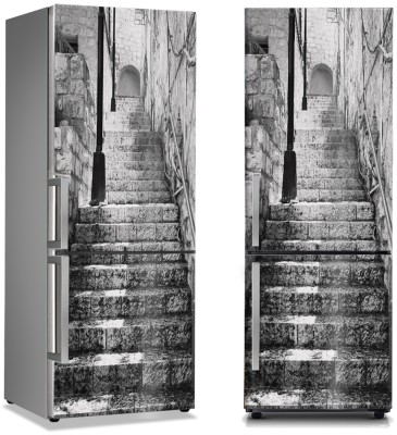 Ασπρόμαυρες σκάλες, Πόλεις – Ταξίδια, Αυτοκόλλητα ψυγείου, 50 x 85 εκ. (44383)