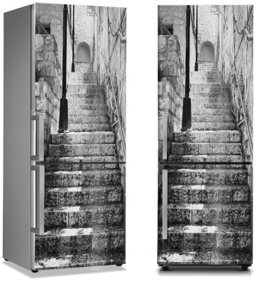 Houseart Ασπρόμαυρες σκάλες, Πόλεις - Ταξίδια, Αυτοκόλλητα ψυγείου, 50 x 85 εκ.