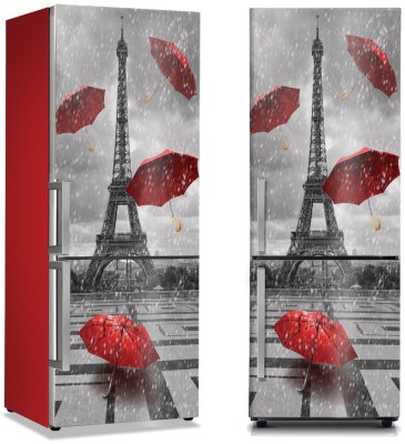 Ομπρέλες στο βροχερό Παρίσι, Πόλεις – Ταξίδια, Αυτοκόλλητα ψυγείου, 50 x 85 εκ. (44394)