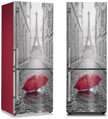 Κόκκινη ομπρέλα στο Παρίσι, Πόλεις – Ταξίδια, Αυτοκόλλητα ψυγείου, 50 x 85 εκ. (44395)