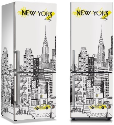 Γραμμικά κτίρια Νέας Υόρκης, Πόλεις – Ταξίδια, Αυτοκόλλητα ψυγείου, 50 x 85 εκ. (44396)
