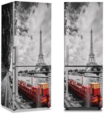 Κόκκινη βάρκα στο Παρίσι, Πόλεις – Ταξίδια, Αυτοκόλλητα ψυγείου, 50 x 85 εκ. (44406)