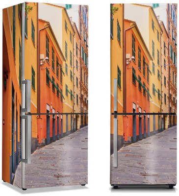 Πορτοκαλί κτήρια στη Γένοβα, Ιταλία, Πόλεις – Ταξίδια, Αυτοκόλλητα ψυγείου, 50 x 85 εκ. (44422)