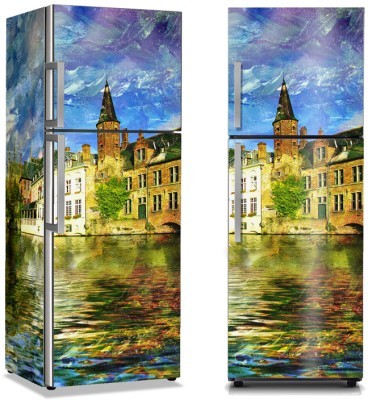 Κανάλι στο Βέλγιο, Ζωγραφική, Αυτοκόλλητα ψυγείου, 50 x 85 εκ. (13580)