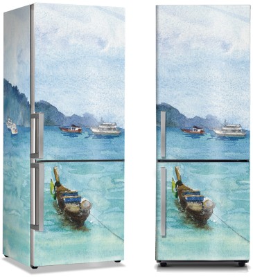 Η μοναχική Βάρκα, Ζωγραφική, Αυτοκόλλητα ψυγείου, 50 x 85 εκ. (45844)