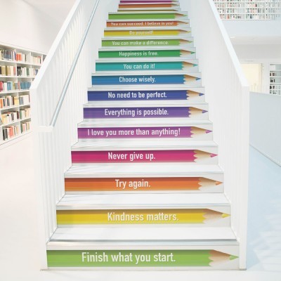 Πολύχρωμα μολύβια, Φράσεις, Αυτοκόλλητα σκάλας, 90 x 12