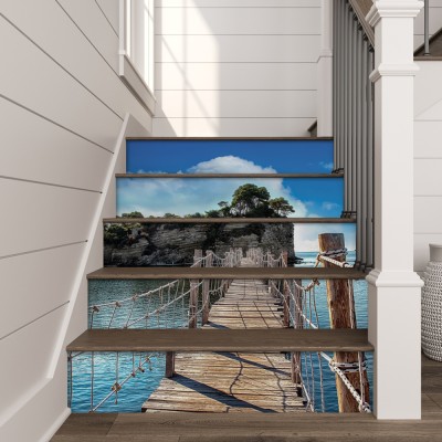 Houseart Γέφυρα στη θάλασσα, Φύση, Αυτοκόλλητα σκάλας, 90 x 12 εκ.