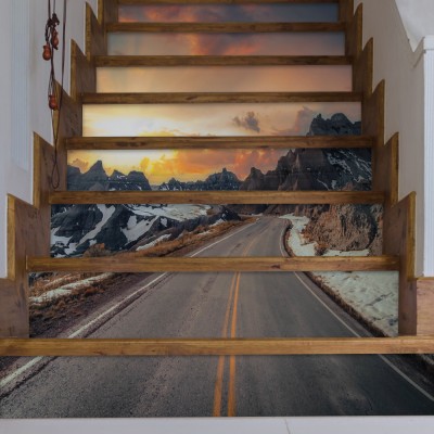 Houseart Χιονισμένο ηλιοβασίλεμα, Φύση, Αυτοκόλλητα σκάλας, 90 x 12 εκ.