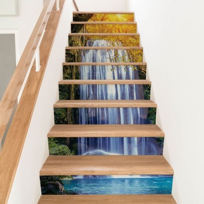 Houseart - ΣΗΜΑΝΤΙΚΟ: Σε περίπτωση διαφοράς τιμής από το κατάστημα ισχύει παντα και μόνο η τιμή του καταστήματος Καταρράκτης, Φύση, Αυτοκόλλητα σκάλας, 90 x 12 εκ.