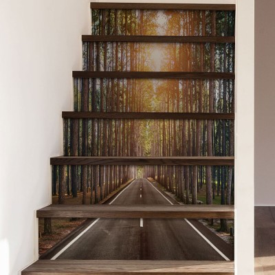 Houseart Δάσος με ψηλά δέντρα, Φύση, Αυτοκόλλητα σκάλας, 90 x 12 εκ.