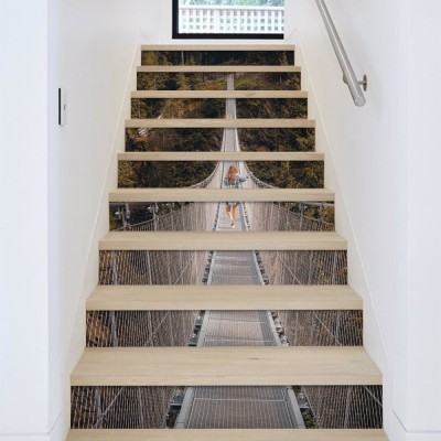 Houseart Κοπέλα στη γέφυρα, Φύση, Αυτοκόλλητα σκάλας, 90 x 12 εκ.