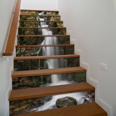 Houseart - ΣΗΜΑΝΤΙΚΟ: Σε περίπτωση διαφοράς τιμής από το κατάστημα ισχύει παντα και μόνο η τιμή του καταστήματος Ρυάκι, Φύση, Αυτοκόλλητα σκάλας, 90 x 12 εκ.