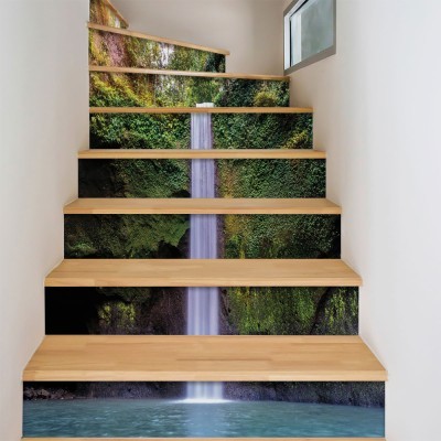 Δάσος με καταρράκτη, Φύση, Αυτοκόλλητα σκάλας, 90 x 12 