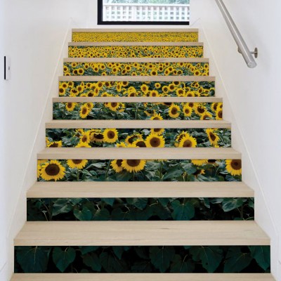 Houseart Κήπος με ηλιοτρόπια, Φύση, Αυτοκόλλητα σκάλας, 90 x 12 εκ.