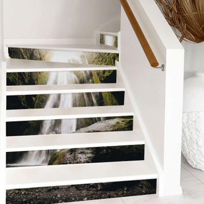 Houseart Σπηλιά και καταρράκτης, Φύση, Αυτοκόλλητα σκάλας, 90 x 12 εκ.
