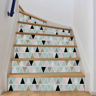 Μοτίβο με πολύχρωμα τρίγωνα, Μοτίβα, Αυτοκόλλητα σκάλας, 90 x 12 εκ. (54080)