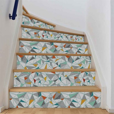 Πολύχρωμα τριγωνικά σχέδια, Μοτίβα, Αυτοκόλλητα σκάλας, 90 x 12 εκ. (54120)