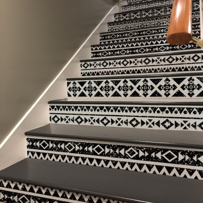 Houseart Μοτίβο με γεωμετρικά σχεδία, Μοτίβα, Αυτοκόλλητα σκάλας, 90 x 12 εκ.