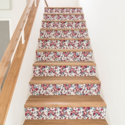 Κόκκινα και μπλε λουλούδια, Μοτίβα, Αυτοκόλλητα σκάλας,