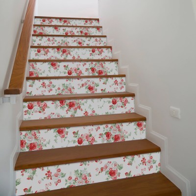 Σύνθεση με κόκκινα τριαντάφυλλα, Μοτίβα, Αυτοκόλλητα σκάλας, 90 x 12 εκ.