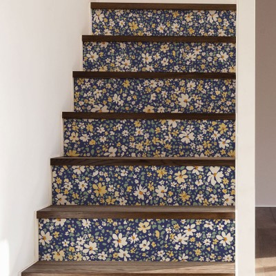 Houseart Πολύχρωμες μαργαρίτες, Μοτίβα, Αυτοκόλλητα σκάλας, 90 x 12 εκ.