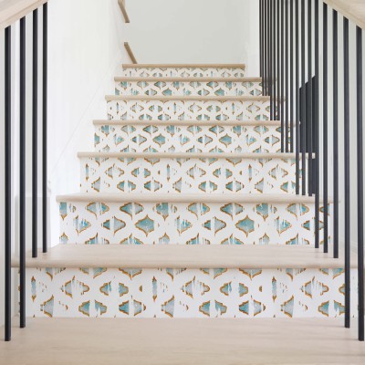 Houseart Γαλάζια ρομβικά σχέδια, Μοτίβα, Αυτοκόλλητα σκάλας, 90 x 12 εκ.