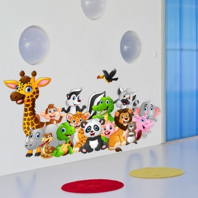 Ζώα εξωτικά, Παιδικά, Αυτοκόλλητα τοίχου, 90 x 49 εκ.