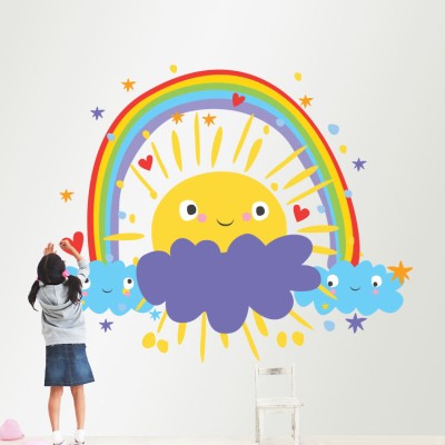 Χαρούμενος ήλιος, Παιδικά, Αυτοκόλλητα τοίχου, 60 x 49 εκ.