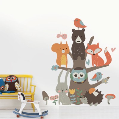 Παστέλ ζώακια, Παιδικά, Αυτοκόλλητα τοίχου, 66 x 78 εκ.