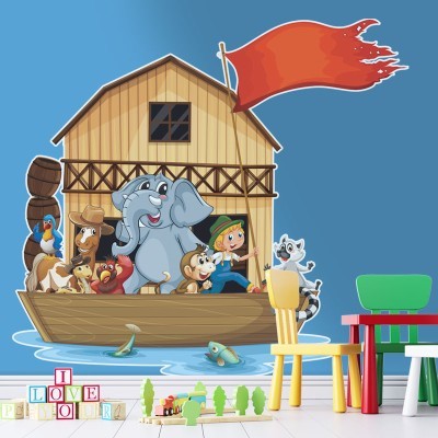 Ο Νώε και τα ζώα, Παιδικά, Αυτοκόλλητα τοίχου, 55 x 50 εκ. (39022)