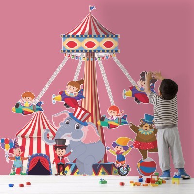 Καρουζέλο τσίρκο, Παιδικά, Αυτοκόλλητα τοίχου, 55 x 57 εκ. (39031)