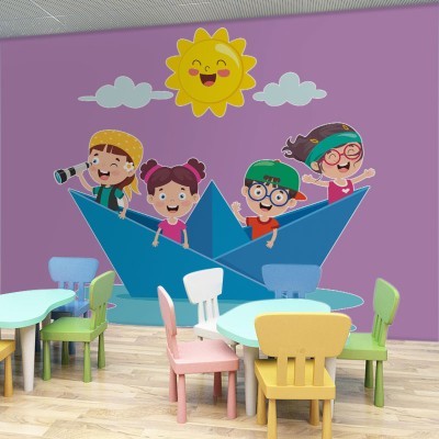 Χάρτινο καραβάκι, Παιδικά, Αυτοκόλλητα τοίχου, 50 x 48 εκ. (39036)