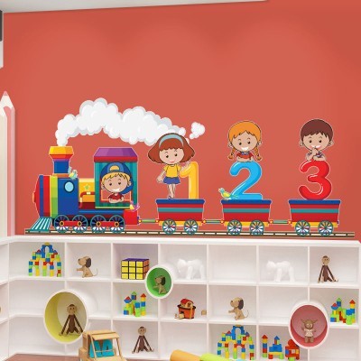 Τρενάκι με αριθμούς Παιδικά Αυτοκόλλητα τοίχου 27 x 70 cm (39046)