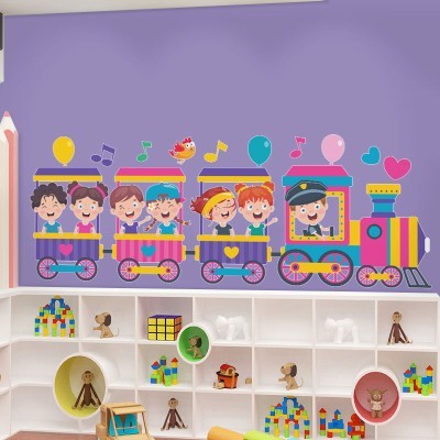 Τρενάκι με παιδάκια, Παιδικά, Αυτοκόλλητα τοίχου, 80 x 29 εκ.