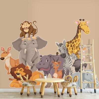 Άγρια ζώα, Παιδικά, Αυτοκόλλητα τοίχου, 70 x 50 εκ. (39058)